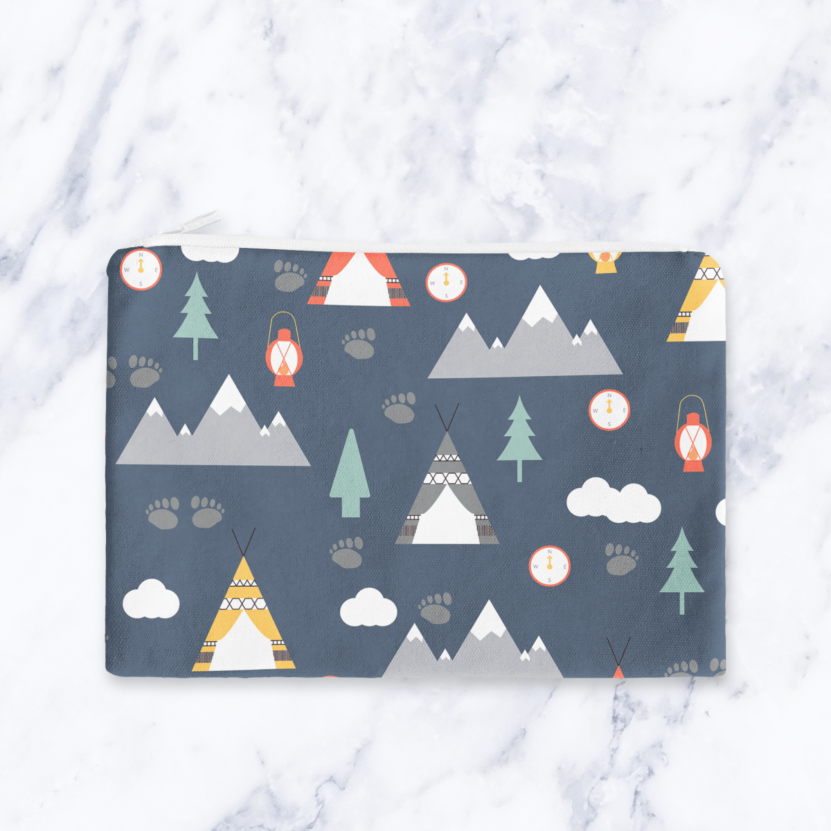 Navy Blue Scandinavian Camping Makeup Bag - Handmade Cosmetic Pouch - Joe’s Haven