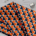 Navy Blue and Orange Geometric Cotton Drill Fabric - Joe’s Haven