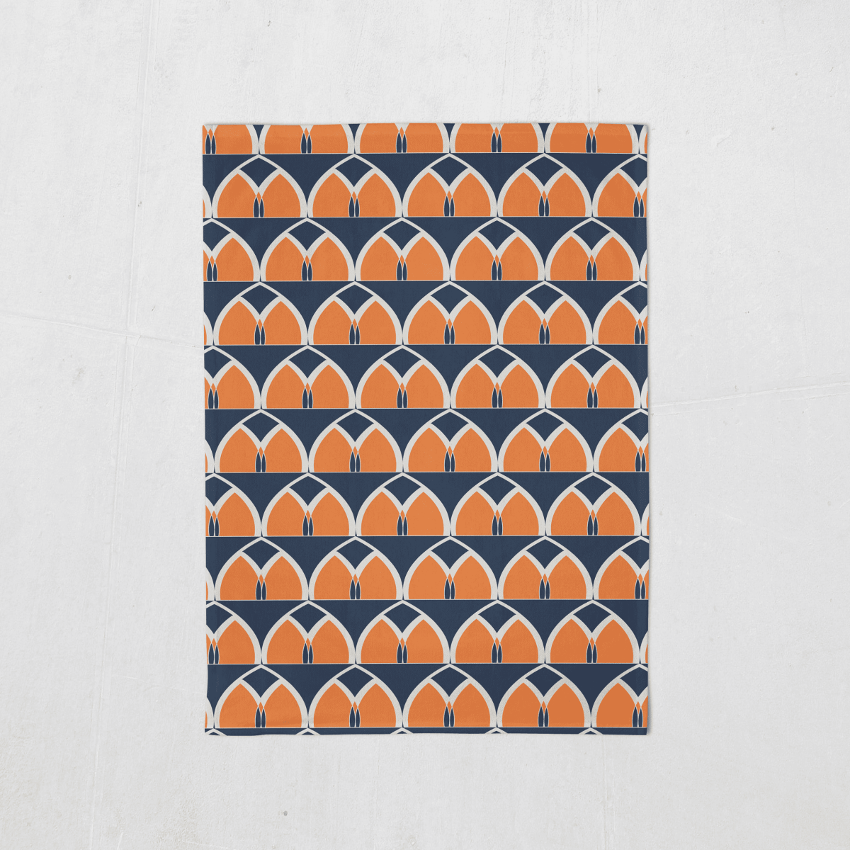 Blue and Orange Tea Towel with a Geometric Arches Design, Dish Towel, Kitchen Towel - Joe’s Haven