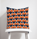 Navy Blue and Orange Retro Geometric Arches Design Cushion, Throw Pillow - Joe’s Haven