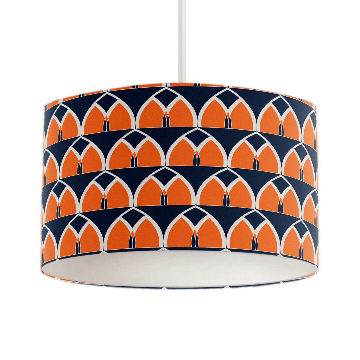 Navy Blue and Orange Retro Geometric Design Lampshade, Ceiling or Table Lamp Shade - Joe’s Haven