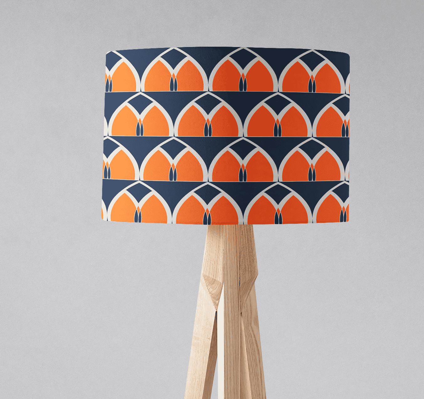 Navy Blue and Orange Retro Geometric Design Lampshade, Ceiling or Table Lamp Shade - Joe’s Haven
