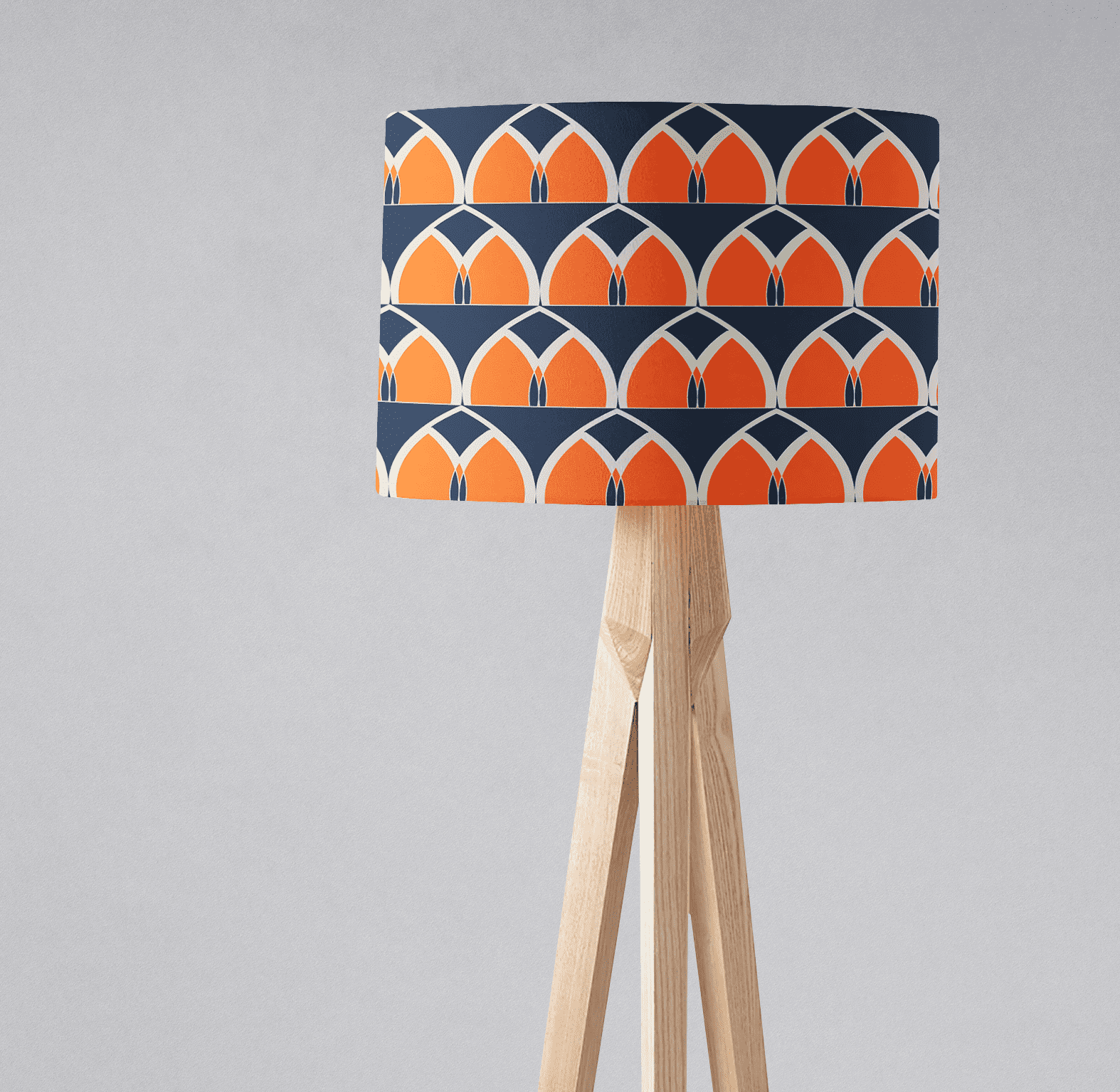 Navy Blue and Orange Retro Geometric Design Lampshade, Ceiling or Table Lamp Shade - Joe’s Haven