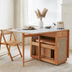 Nydia Foldable Dining Table Set With Storage, Rattan, Solid Wood - Joe’s Haven