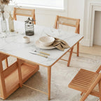 Nydia Foldable Dining Table Set With Storage, Rattan, Solid Wood - Joe’s Haven