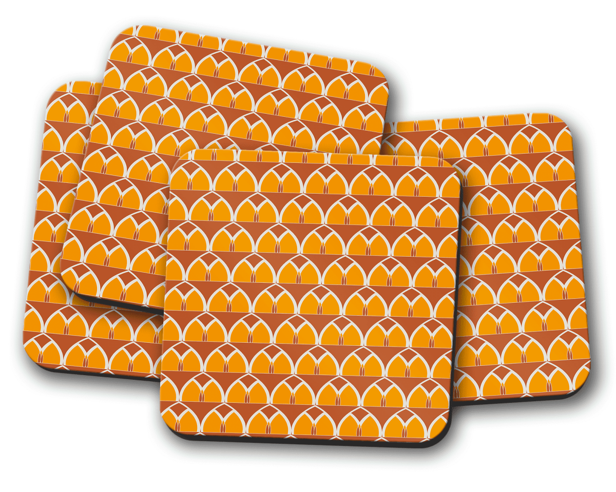 Orange and Yellow Geometric Arches Design Coaster, Table Decor Drinks Mat - Joe’s Haven