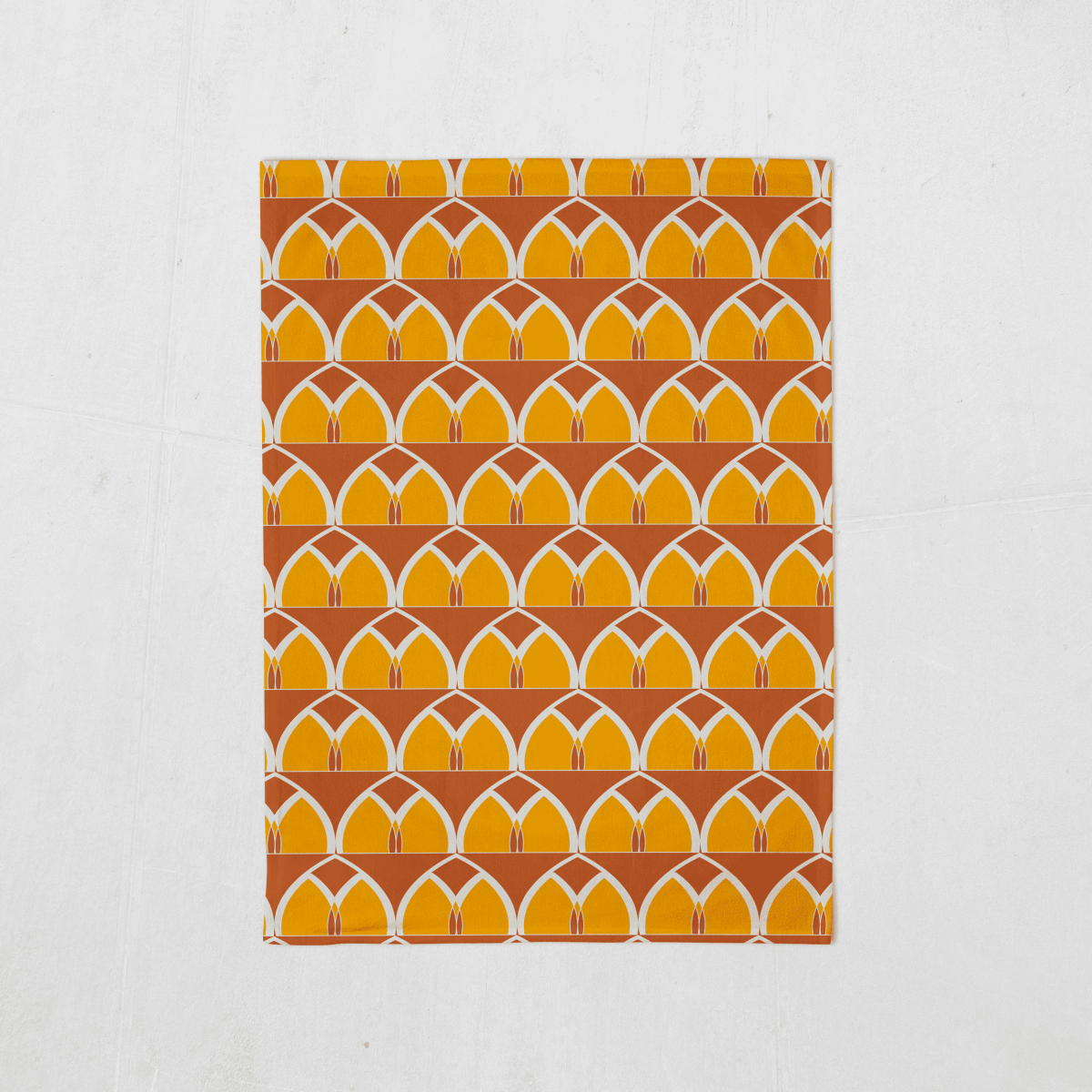 Orange and Yellow Tea Towel with a Geometric Arches Design, Dish Towel, Kitchen Towel - Joe’s Haven