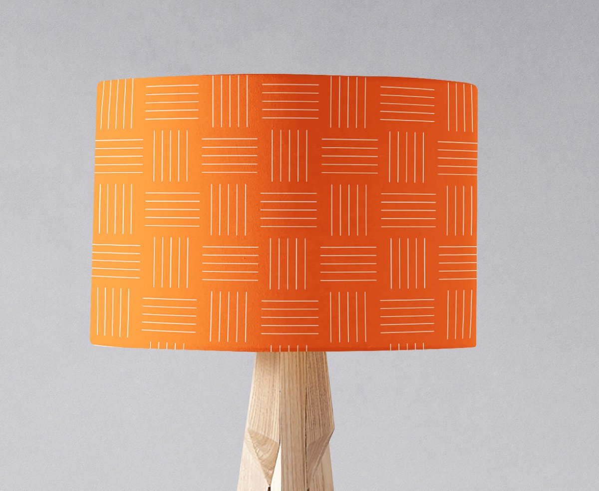 Orange Lines Geometric Contemporary Lampshade, Ceiling or Table Lamp Shade - Joe’s Haven