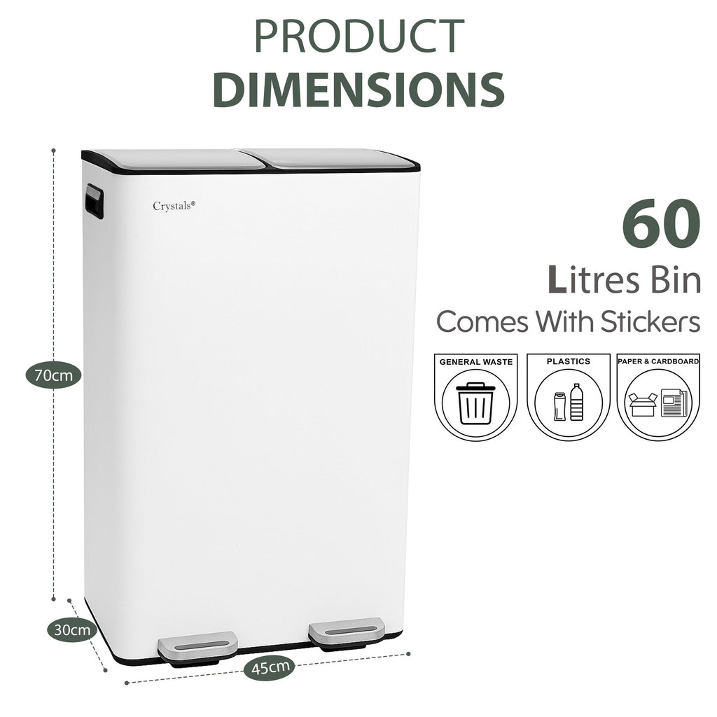 60L Dual Compartment Pedal Bin
