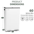 60L Dual Compartment Pedal Bin