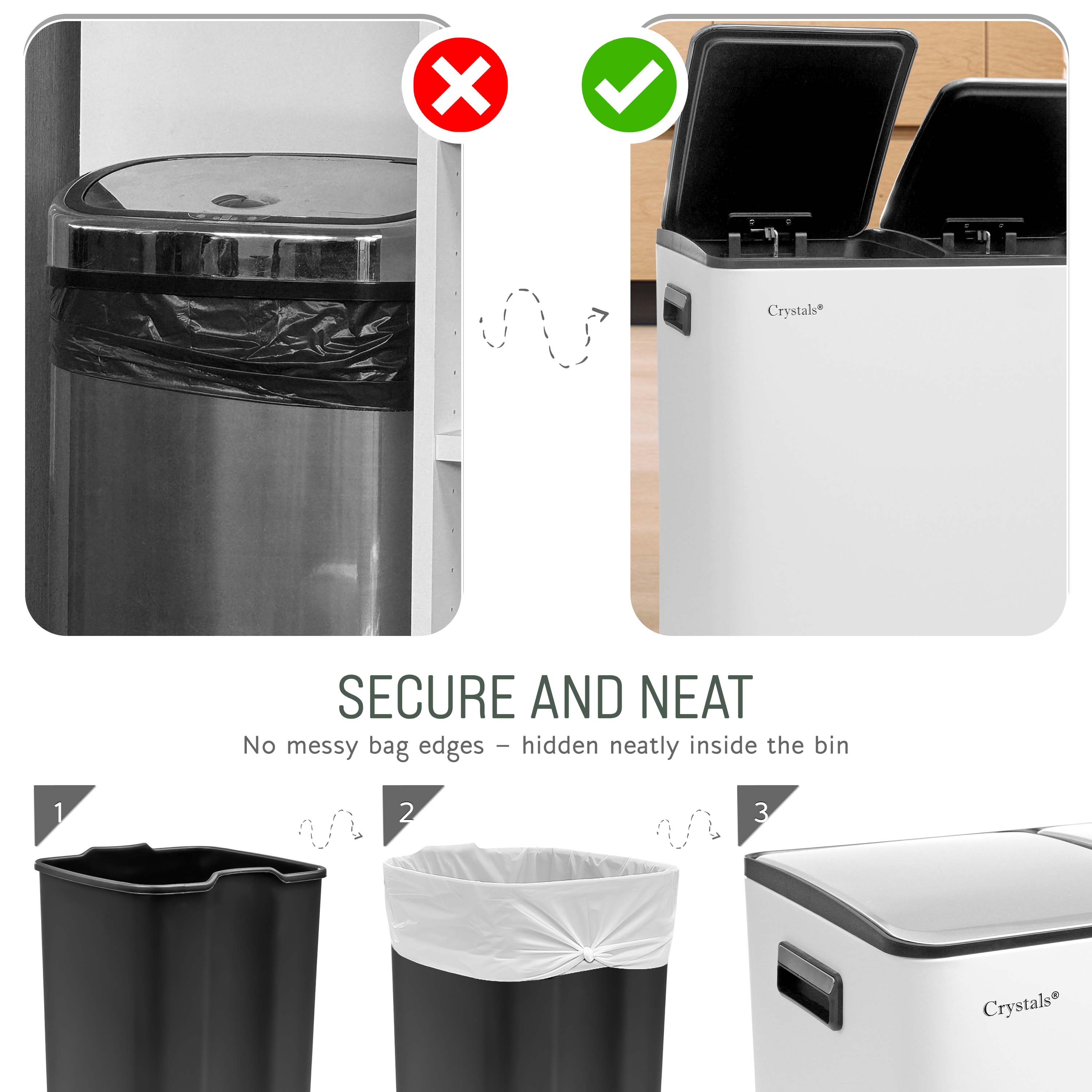 60L Dual Compartment Pedal Bin