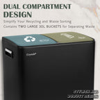 60L Dual Compartment Pedal Bin Black