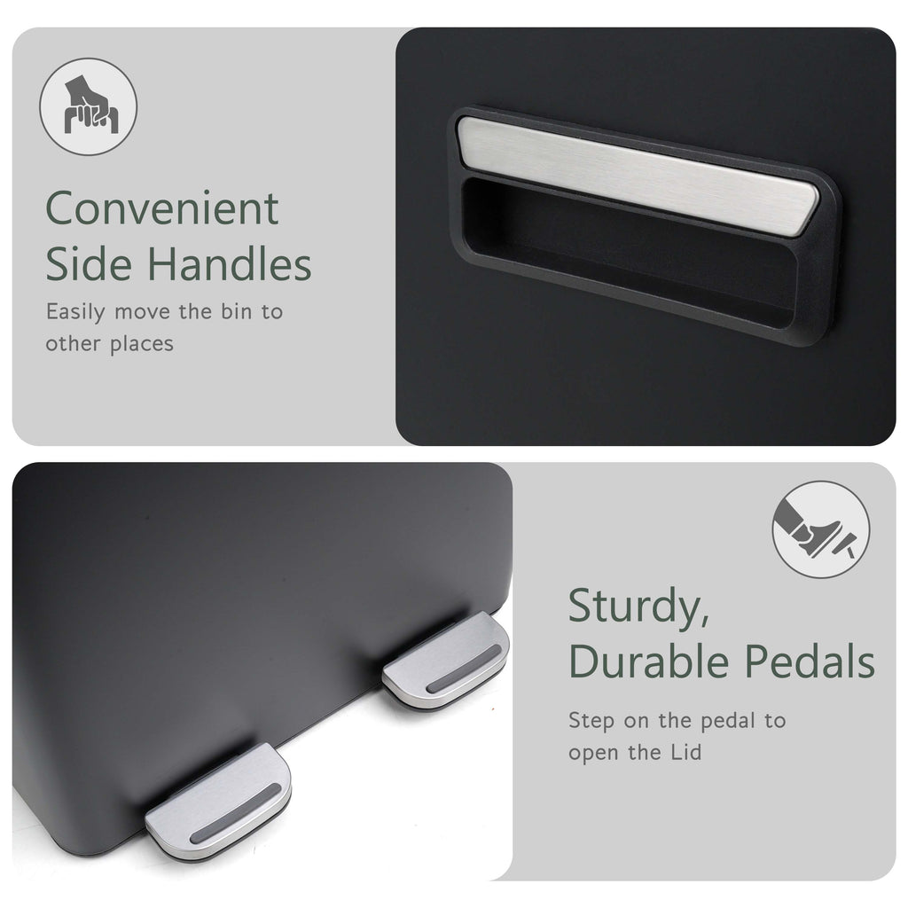 60L Dual Compartment Pedal Bin Black