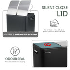 60L Dual Compartment Pedal Bin Black