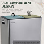 60L Dual Compartment Pedal Bin Silver