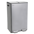 60L Dual Compartment Pedal Bin Silver