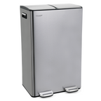 60L Dual Compartment Pedal Bin Silver