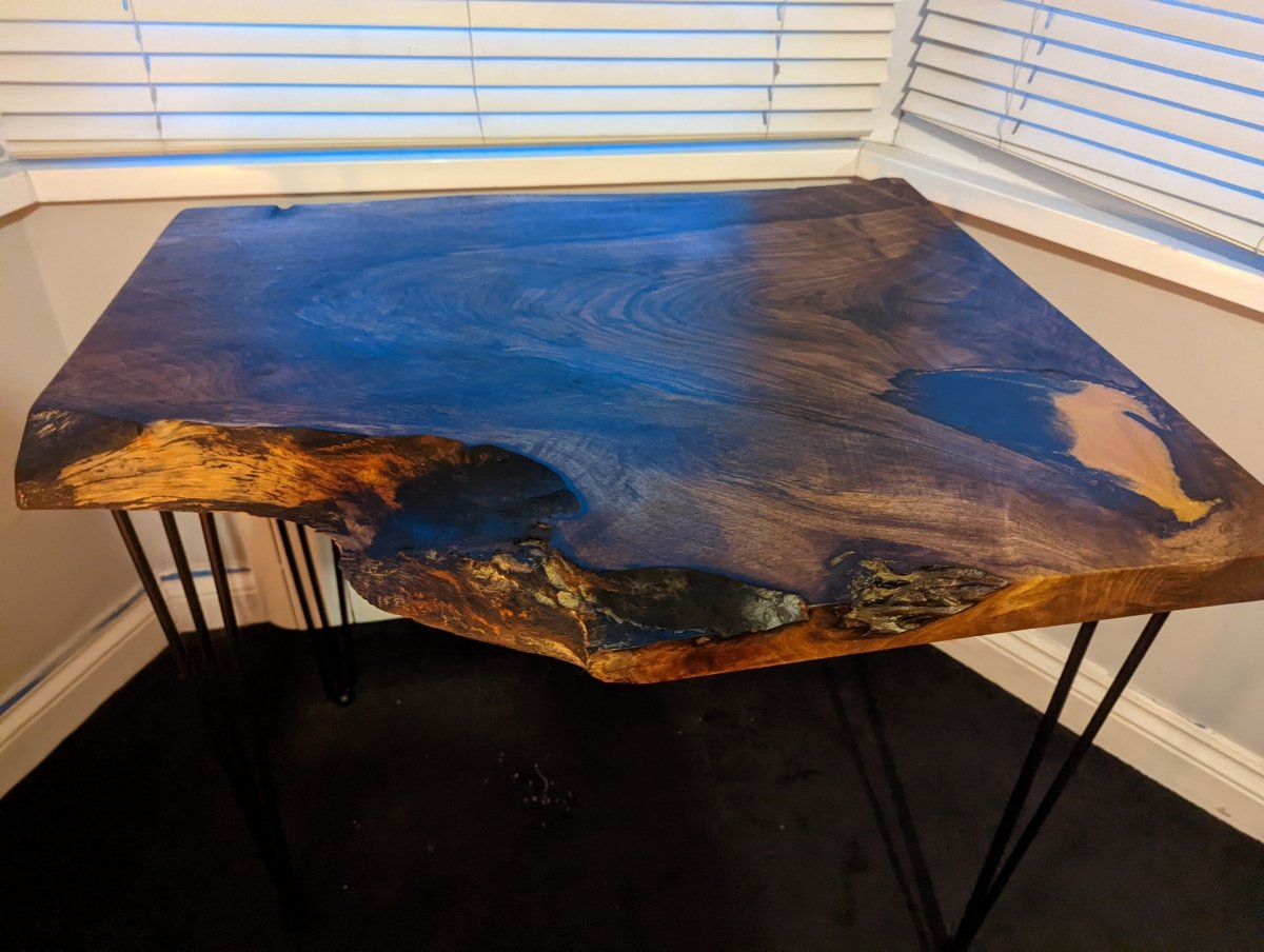 Cornish Walnut and gold black epoxy resin side table - Joe’s Haven