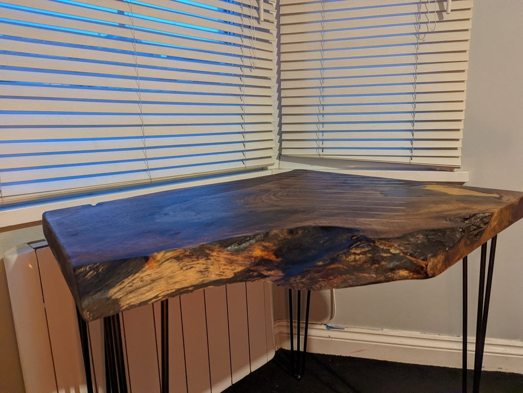 Cornish Walnut and gold black epoxy resin side table - Joe’s Haven
