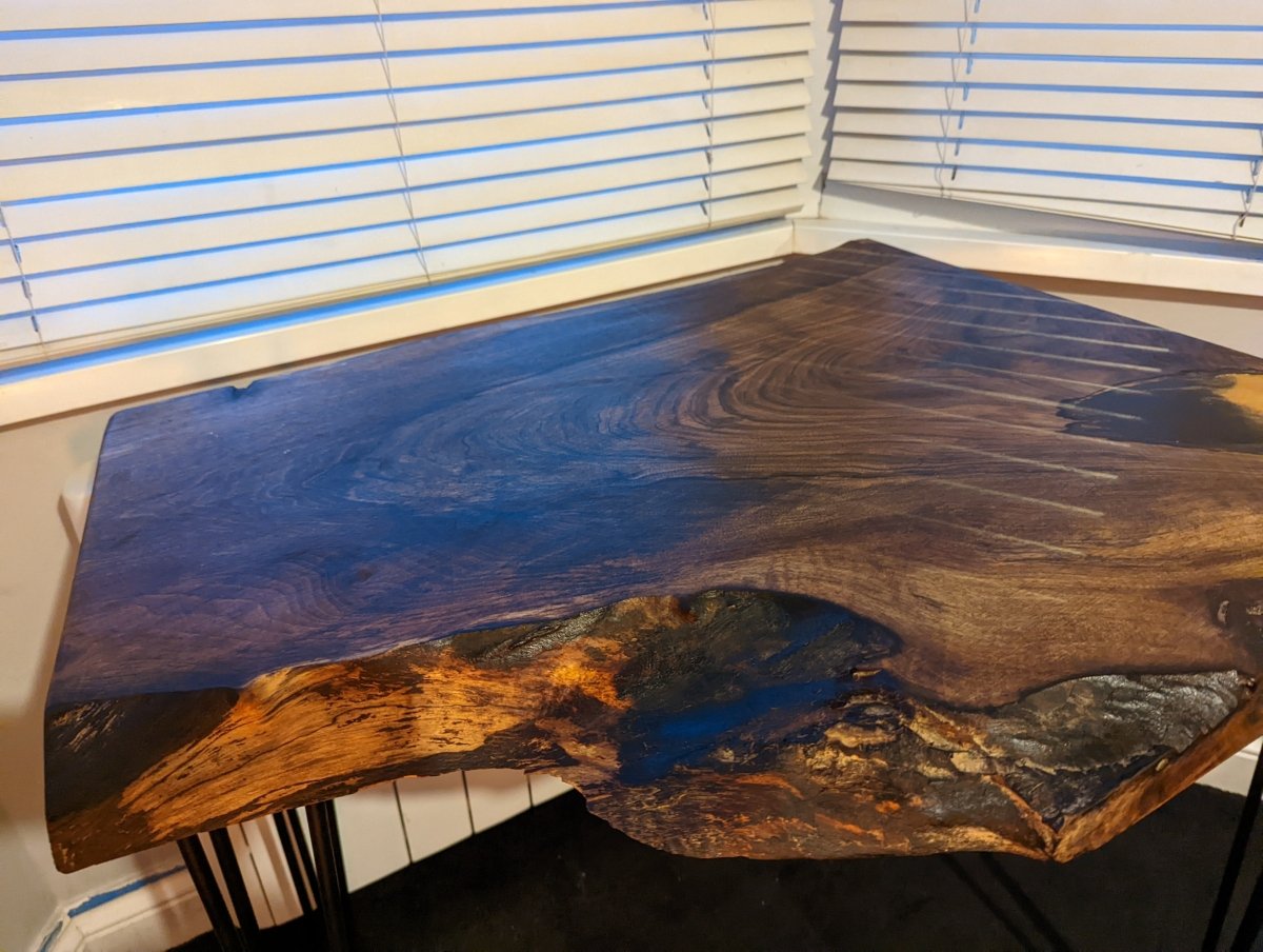 Cornish Walnut and gold black epoxy resin side table - Joe’s Haven