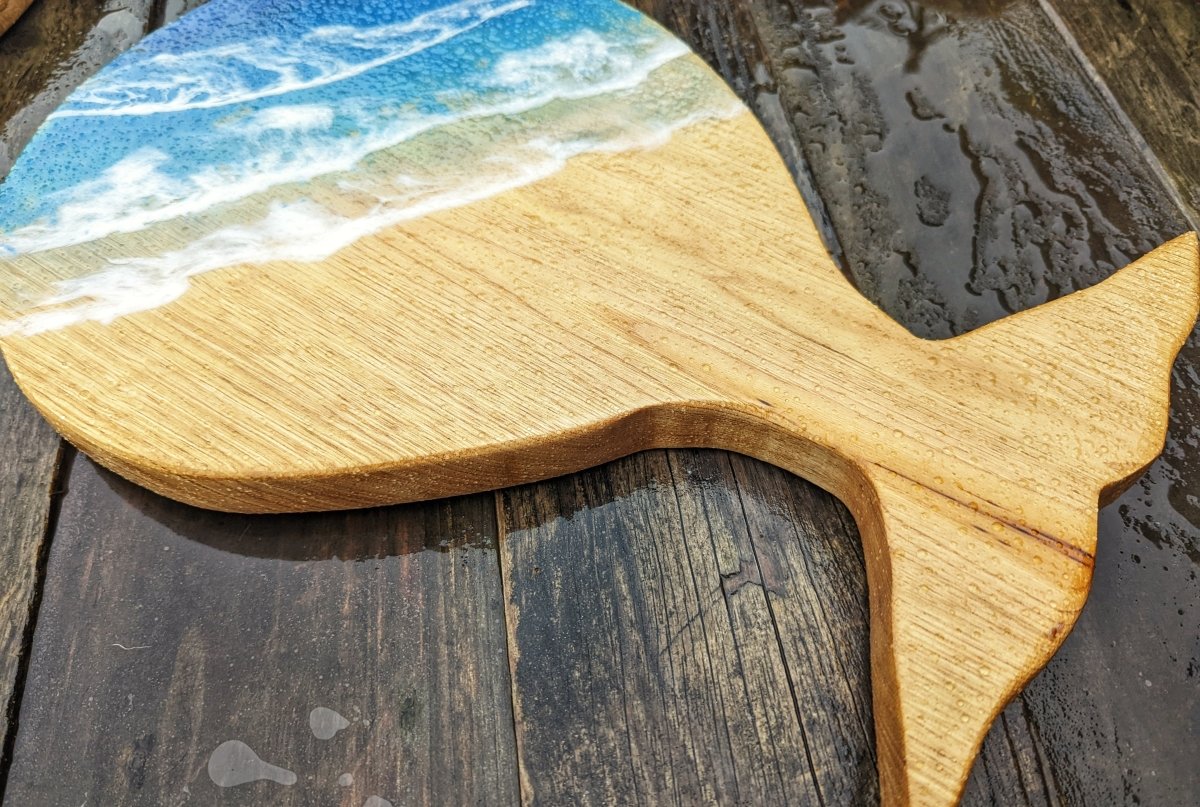 Whale cheese board with resin Waves - Joe’s Haven