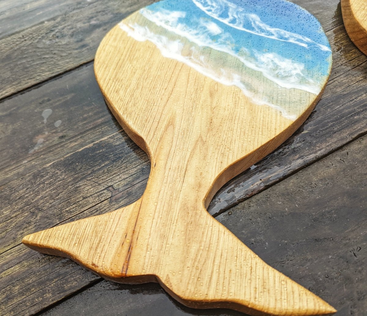 Whale cheese board with resin Waves - Joe’s Haven