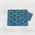 Peacock Blue Geometric Hexagons Placemats, Set of 4 or Set of 6 - Joe’s Haven