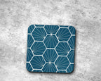 Peacock Blue Geometric Hexagons Placemats, Set of 4 or Set of 6 - Joe’s Haven