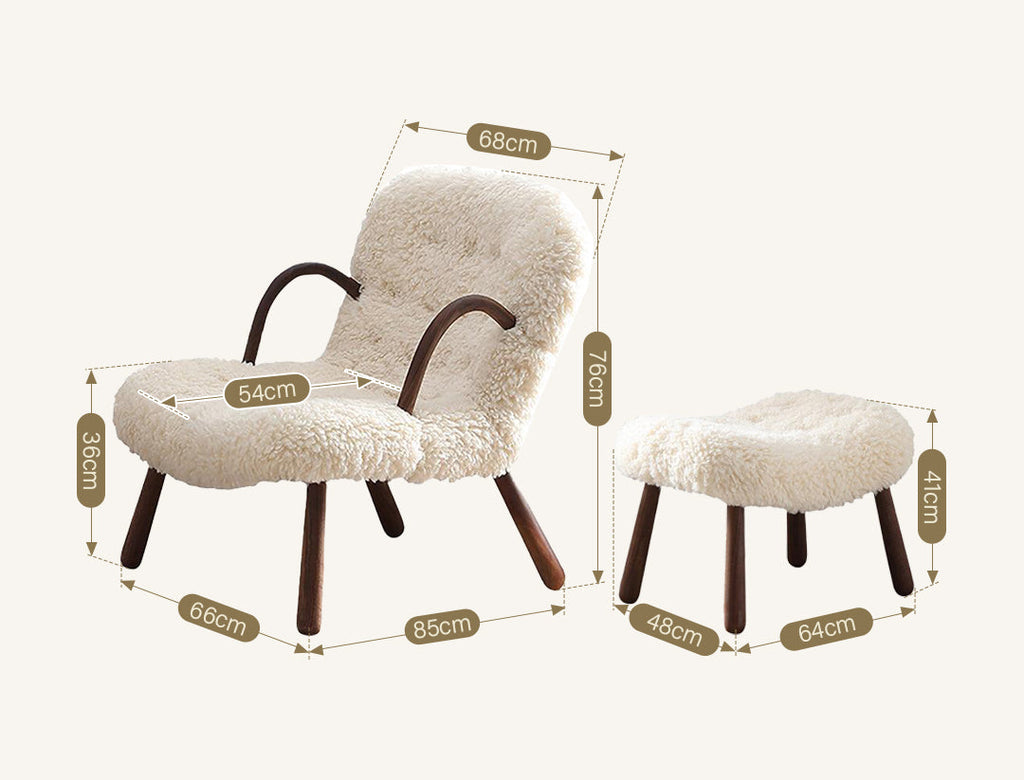 Philip Arc Armchair And Ottoman, Boucle