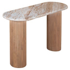 Bundi Natural Marble & Wood Pedestal Console Table - Joe’s Haven