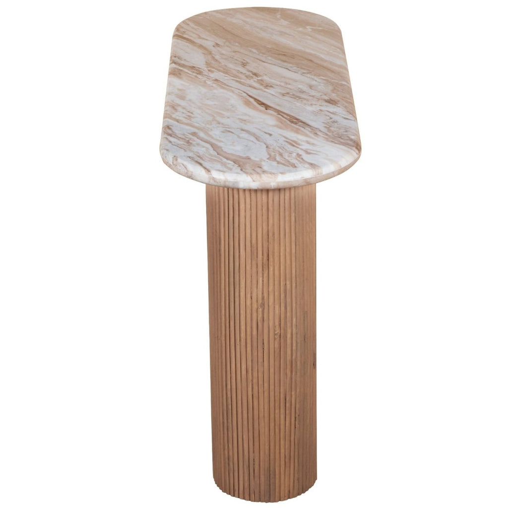 Bundi Natural Marble & Wood Pedestal Console Table - Joe’s Haven