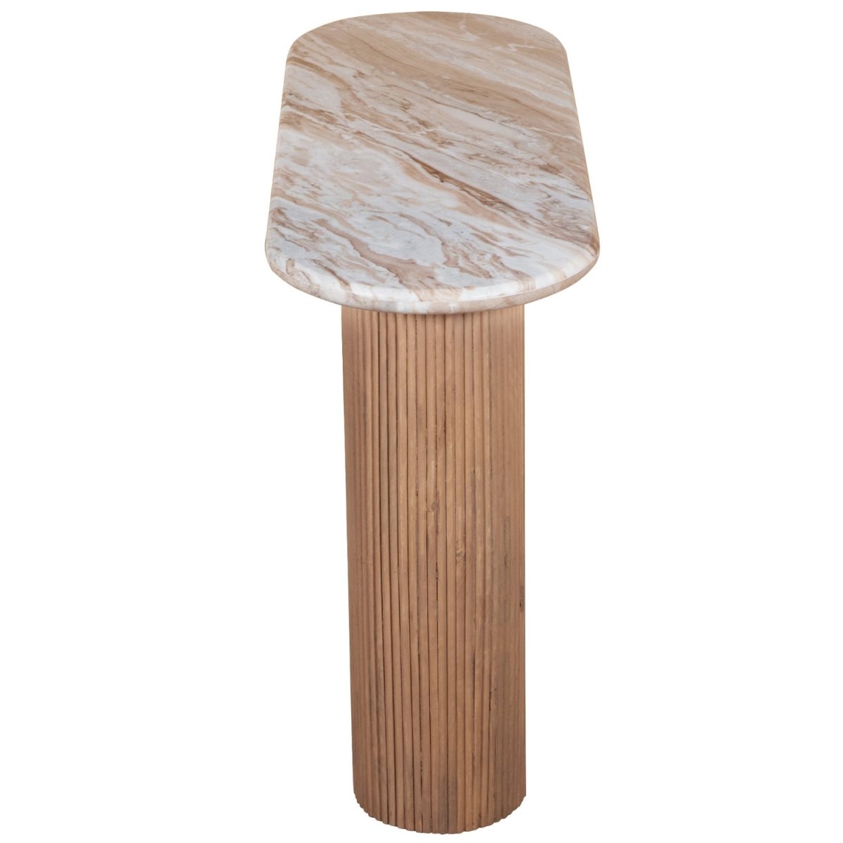 Bundi Natural Marble & Wood Pedestal Console Table - Joe’s Haven