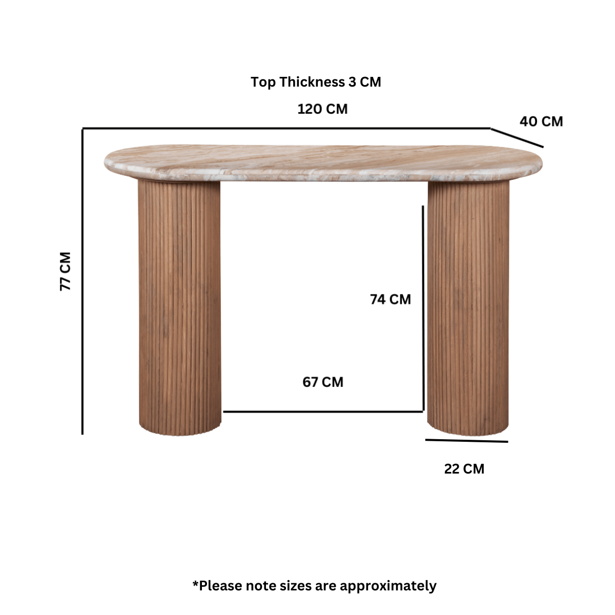 Bundi Natural Marble & Wood Pedestal Console Table - Joe’s Haven
