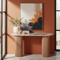 Bundi Natural Marble & Wood Pedestal Console Table - Joe’s Haven