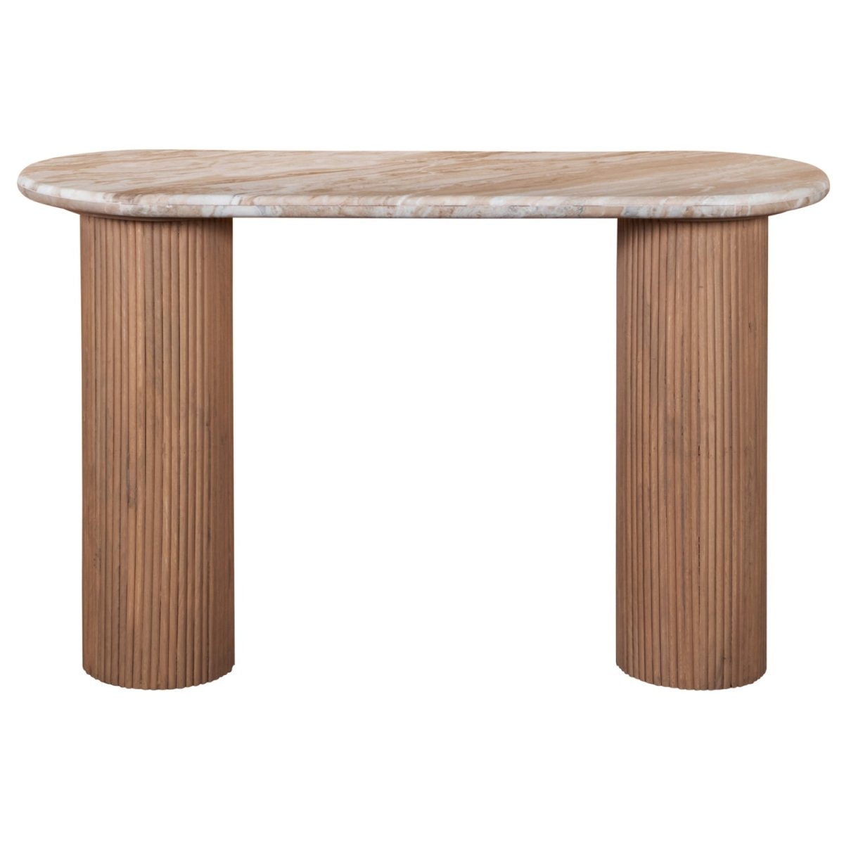 Bundi Natural Marble & Wood Pedestal Console Table - Joe’s Haven