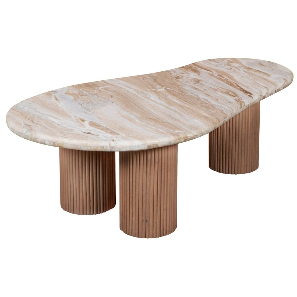 Bundi Natural Marble & Wood Pedestal Coffee Table - Joe’s Haven