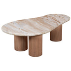Bundi Natural Marble & Wood Pedestal Coffee Table - Joe’s Haven