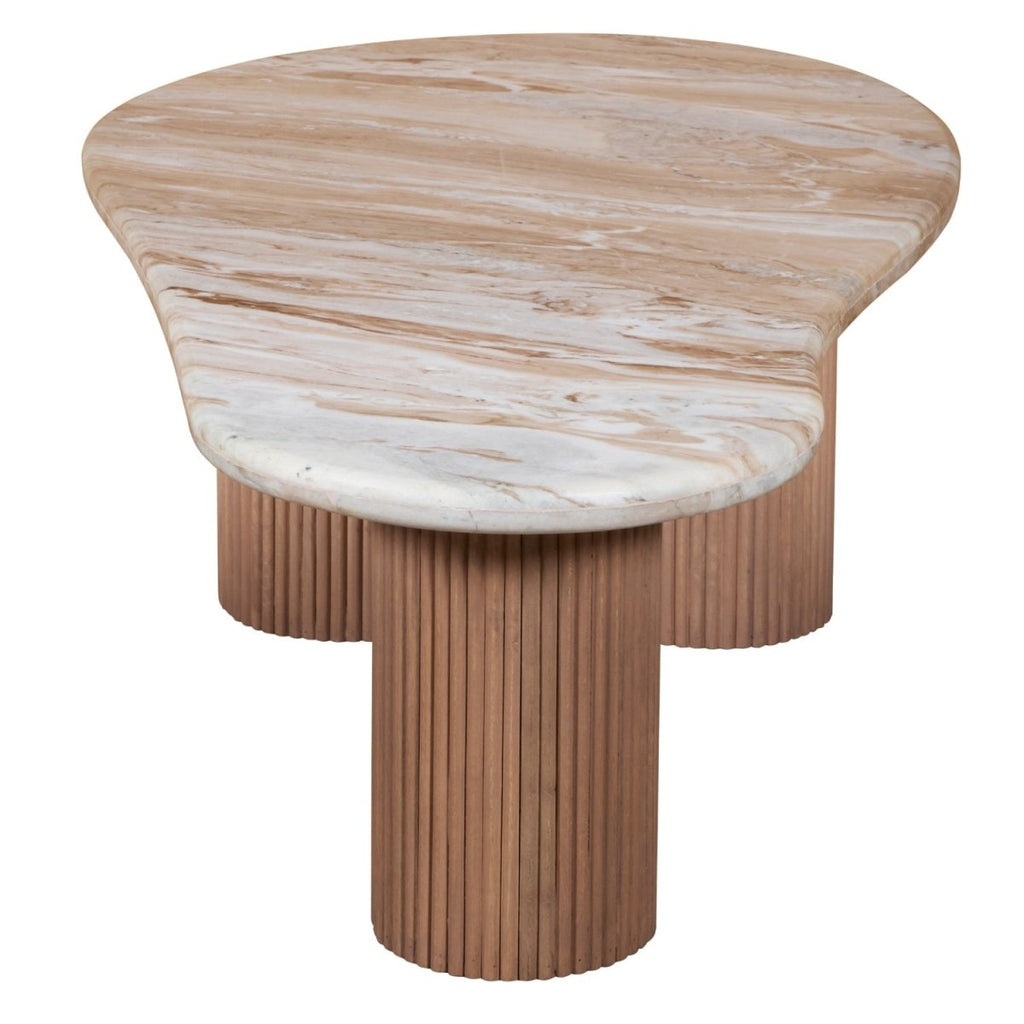 Bundi Natural Marble & Wood Pedestal Coffee Table - Joe’s Haven