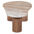 Bundi Natural Marble & Wood Pedestal Coffee Table - Joe’s Haven
