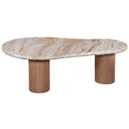 Bundi Natural Marble & Wood Pedestal Coffee Table - Joe’s Haven