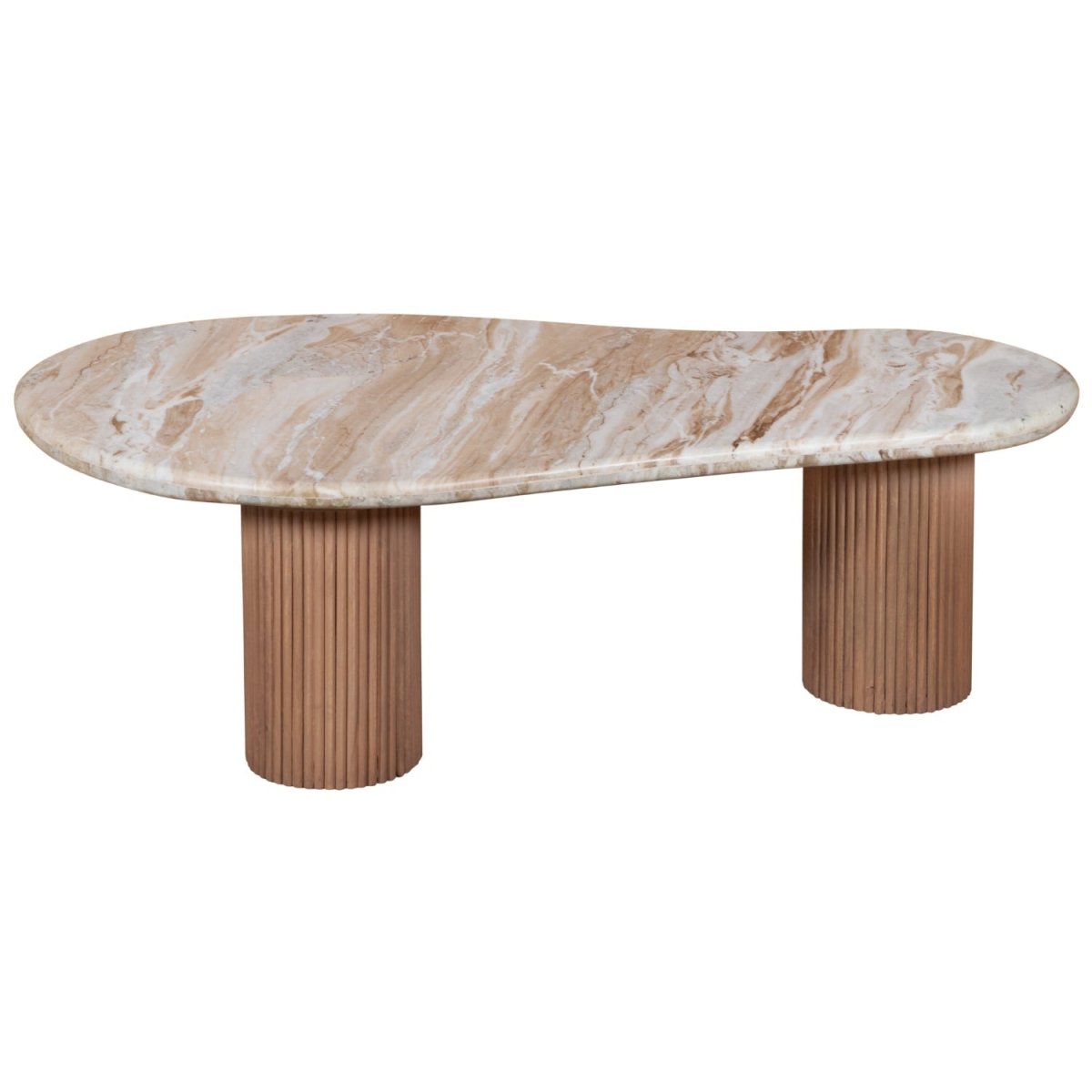 Bundi Natural Marble & Wood Pedestal Coffee Table - Joe’s Haven