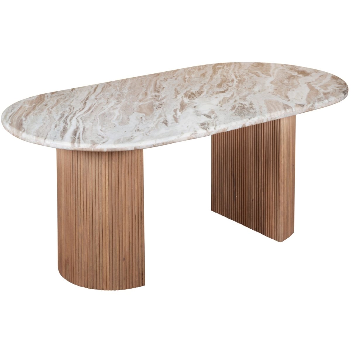 Bundi Natural Marble & Wood Pedestal 6 - 8 Seater Dining Table - Joe’s Haven