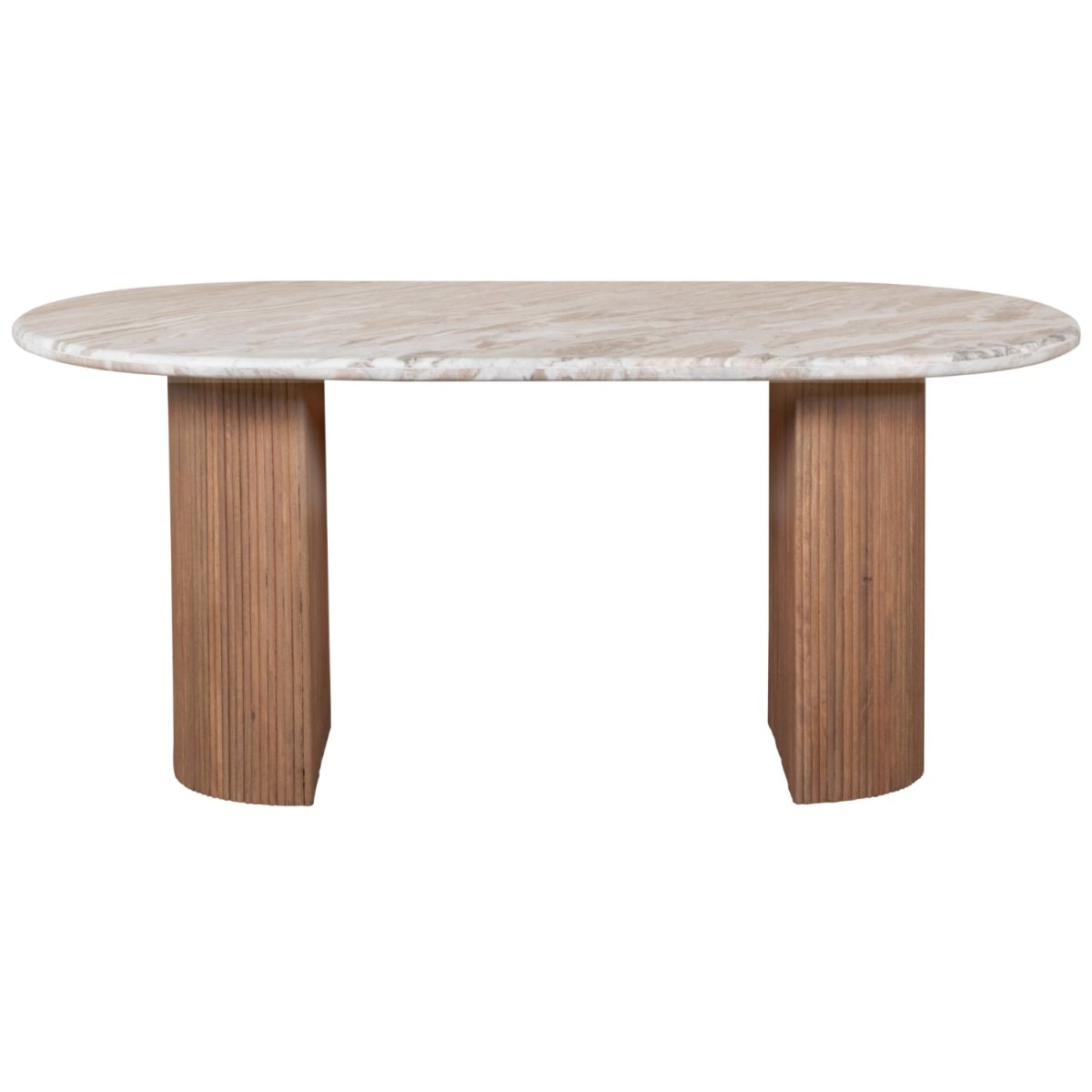 Bundi Natural Marble & Wood Pedestal 6 - 8 Seater Dining Table - Joe’s Haven