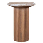 Bundi Natural Marble & Wood Pedestal Side Table - Joe’s Haven
