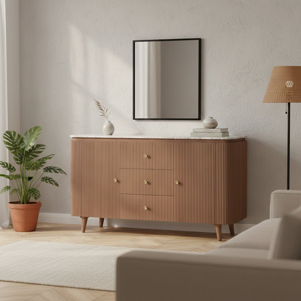 Bundi Natural Marble & Wood Extra Large Sideboard - Joe’s Haven