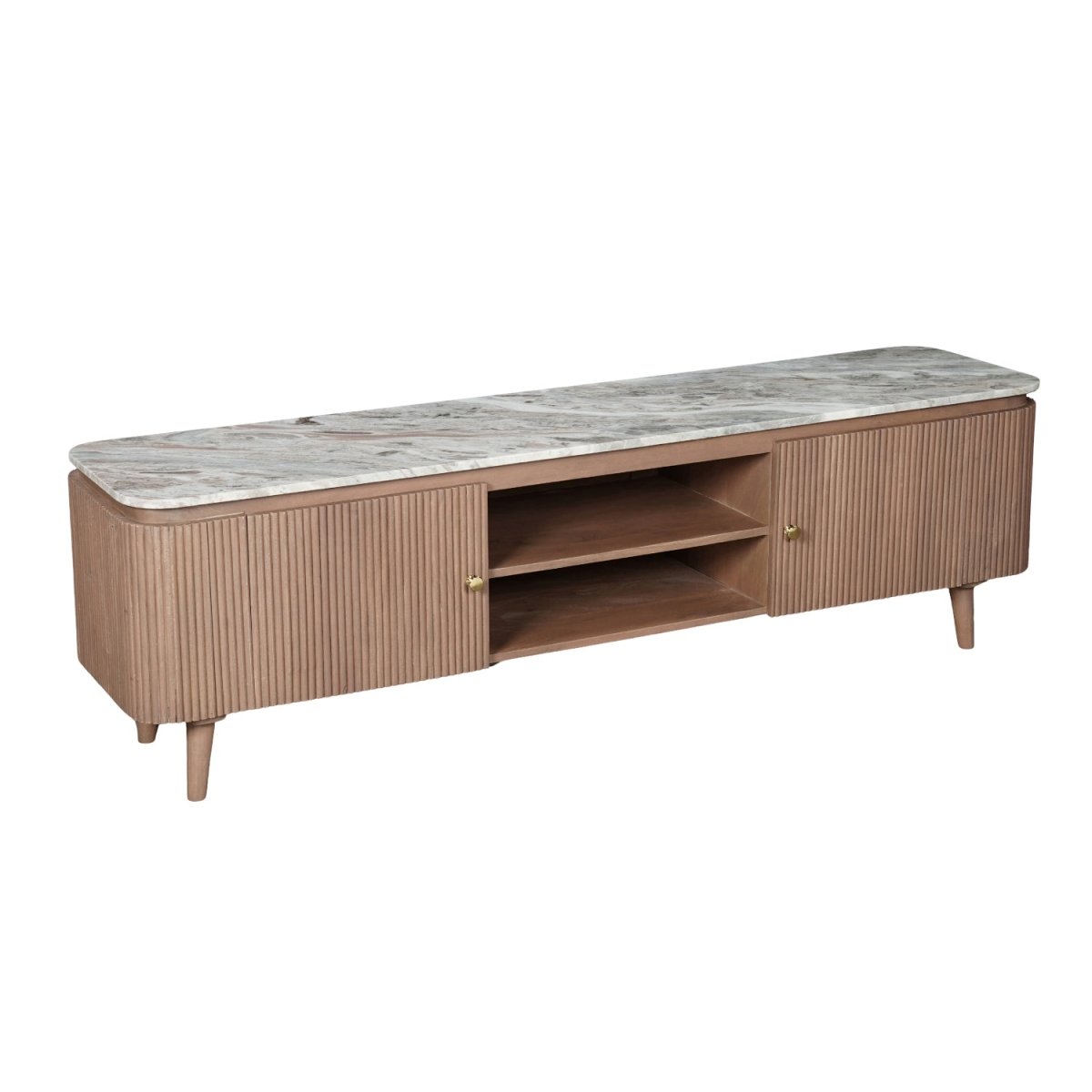 Bundi Natural Marble & Wood Large Tv Cabinet - Joe’s Haven