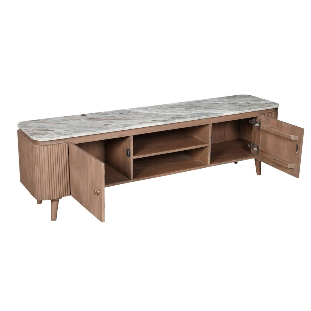 Bundi Natural Marble & Wood Large Tv Cabinet - Joe’s Haven