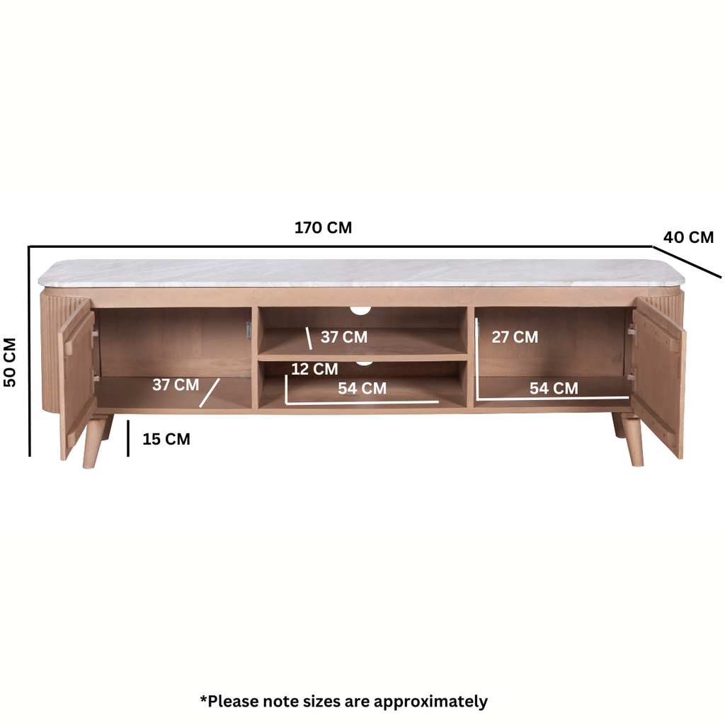 Bundi Natural Marble & Wood Large Tv Cabinet - Joe’s Haven