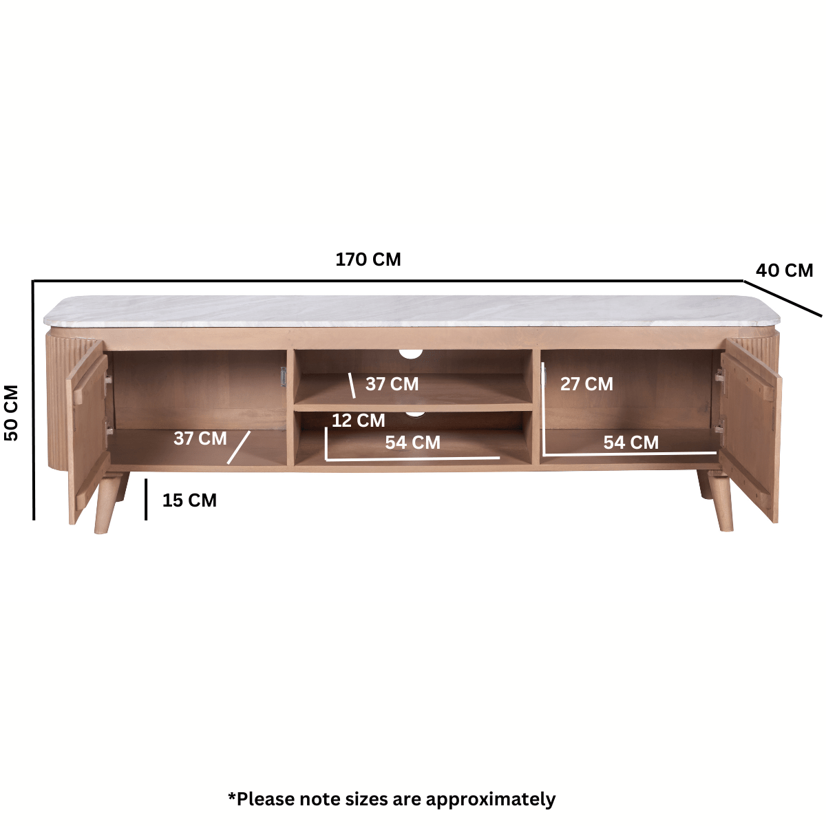 Bundi Natural Marble & Wood Large Tv Cabinet - Joe’s Haven