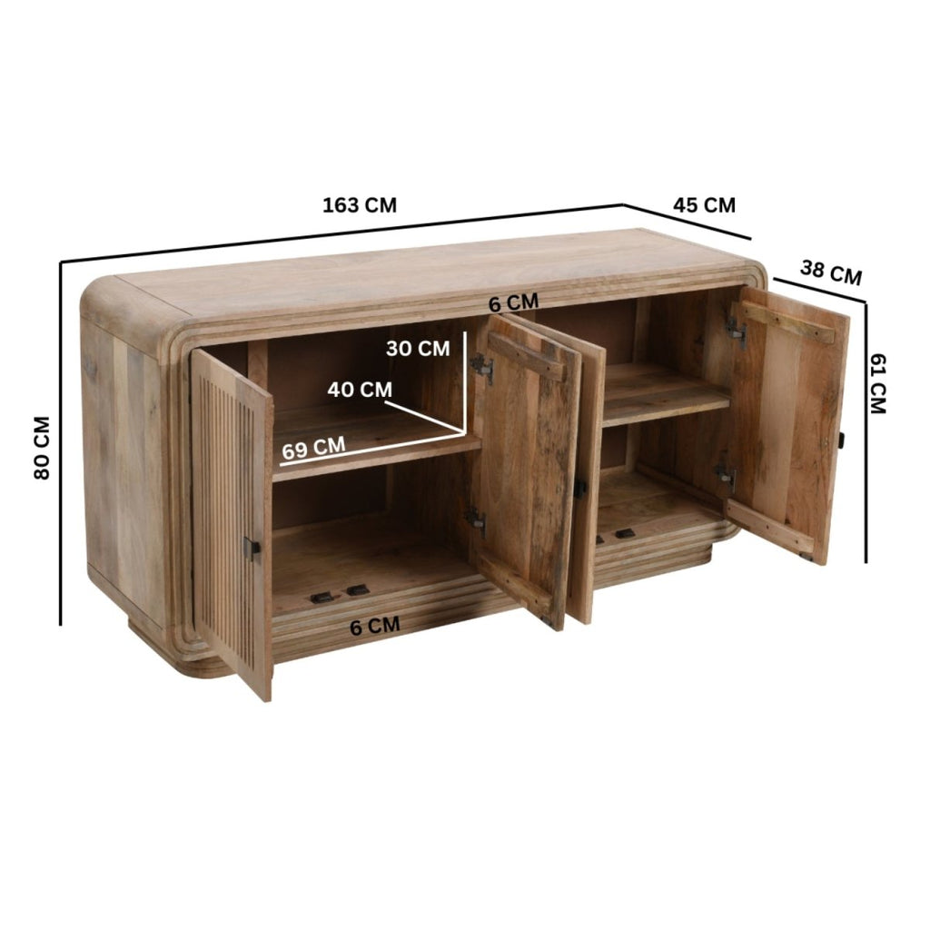 Preston Mango Wood 4 Doors Large Sideboard - Joe’s Haven